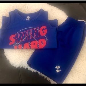 💙Boys ”Swing Hard” Shirt & Matching Blue Shorts💙
